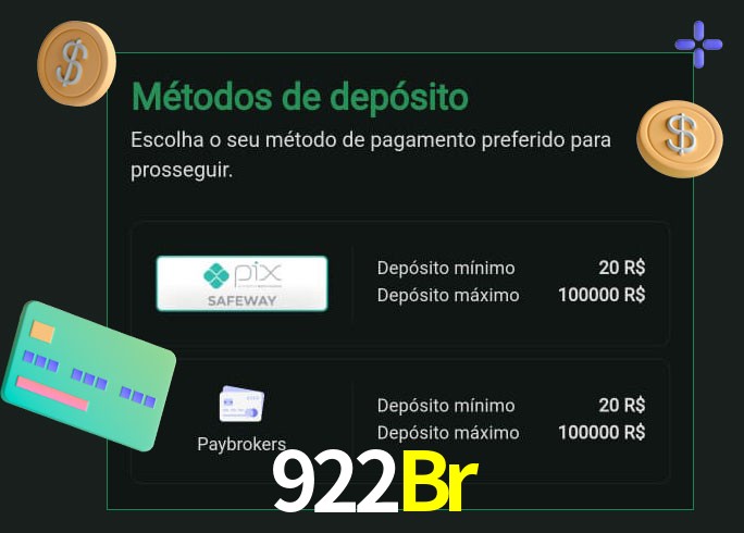 O cassino 922Br oferece uma grande variedade de métodos de pagamento